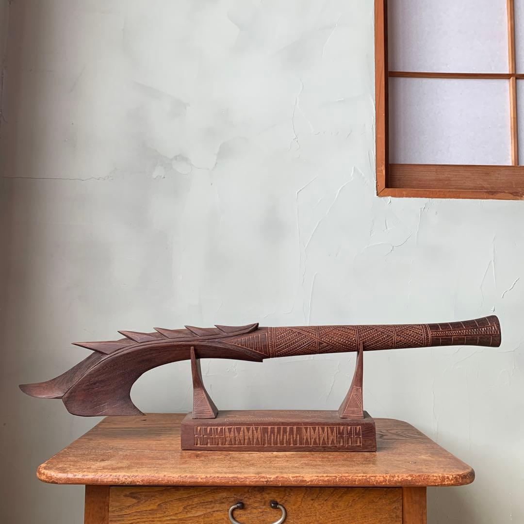 木製　木彫り　棍棒　サモア　刀掛け　土台つき　ニフォ・オティ　武器　コスプレ
