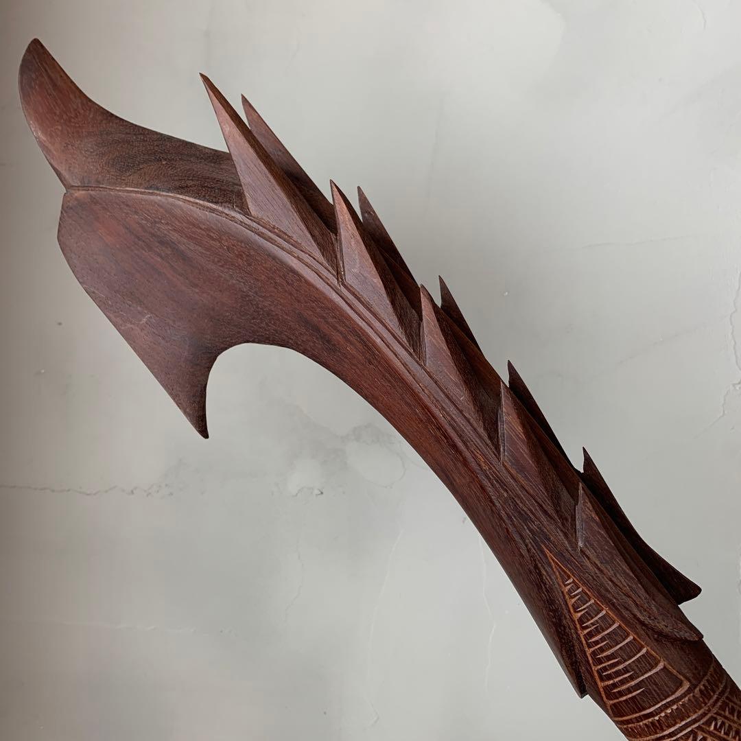 木製　木彫り　棍棒　サモア　刀掛け　土台つき　ニフォ・オティ　武器　コスプレ