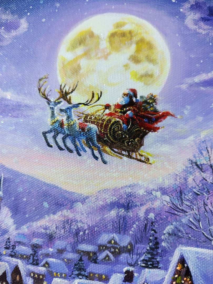 む*ん様 【雪の降る町】アクリル画 F3 風景画 絵画