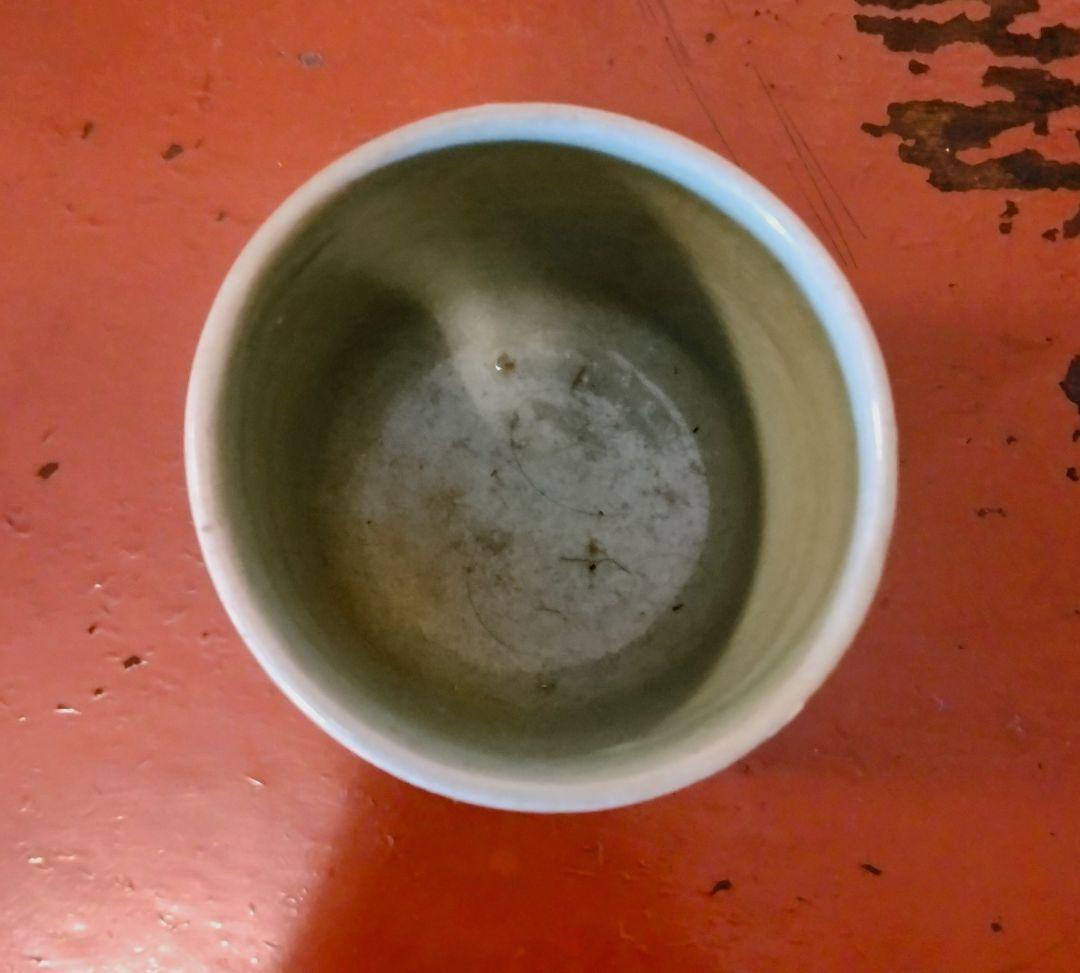 高麗青磁象嵌　筒型　ぐい呑み　向付け