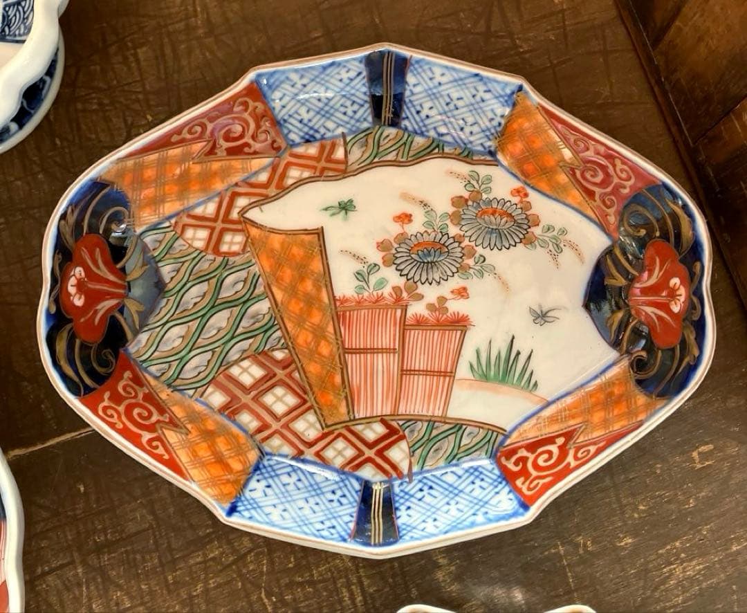 アンティーク　古伊万里　骨董　和食器 手描き色絵 6点セット