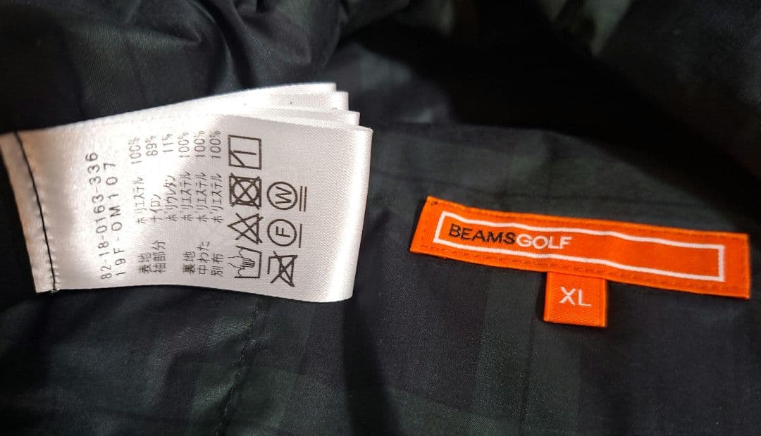 BEAMS GOLF チェック柄 中綿フルジップジャケット