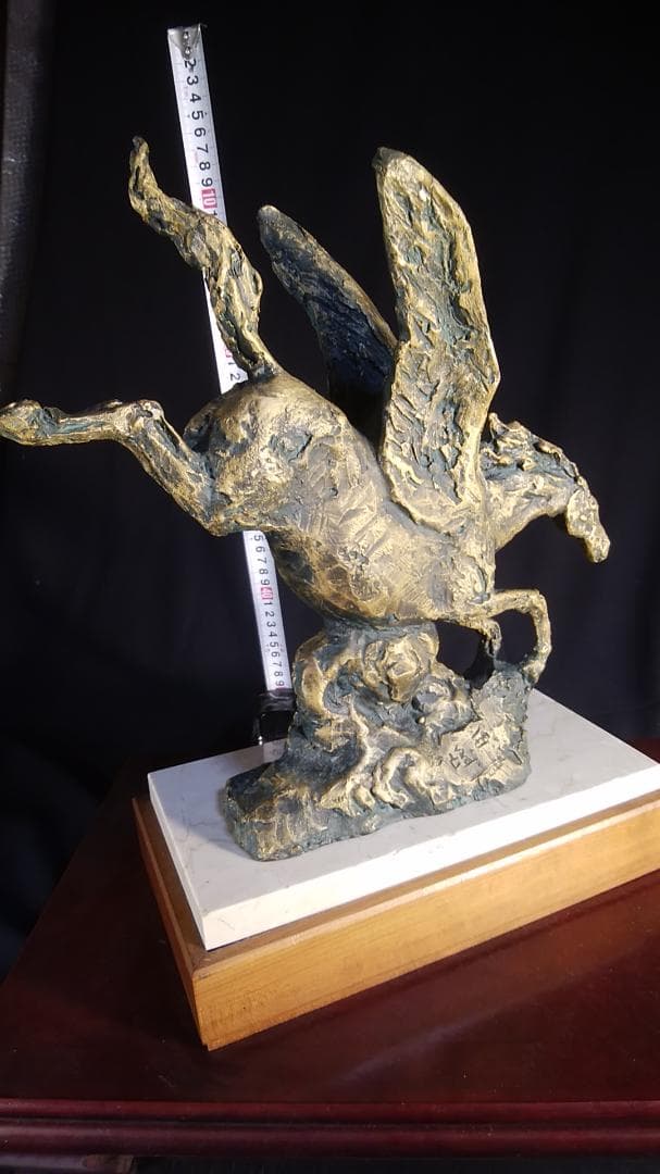 ブロンズ像 西望「春風」ペガサス天馬 高3４c重６kg/彫刻銅像/干支/縁起物
