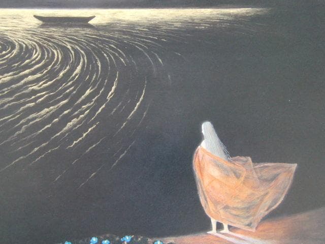 守屋多々志、【深淵（和泉式部）】、希少な額装用画集より、新品額装付、状態良好