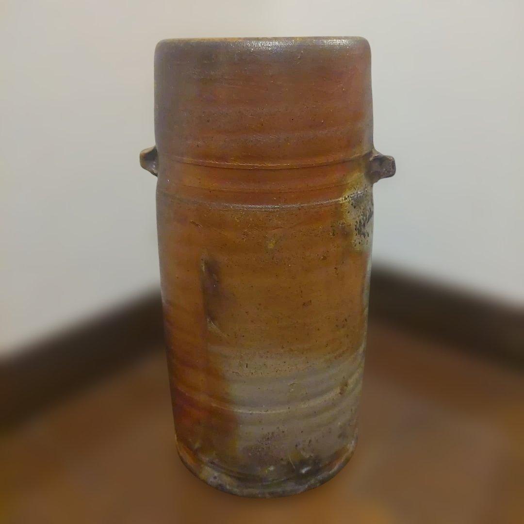 【福岡市南区お引き取り限定】備前焼　嶋幸博作花入れ　木箱付き