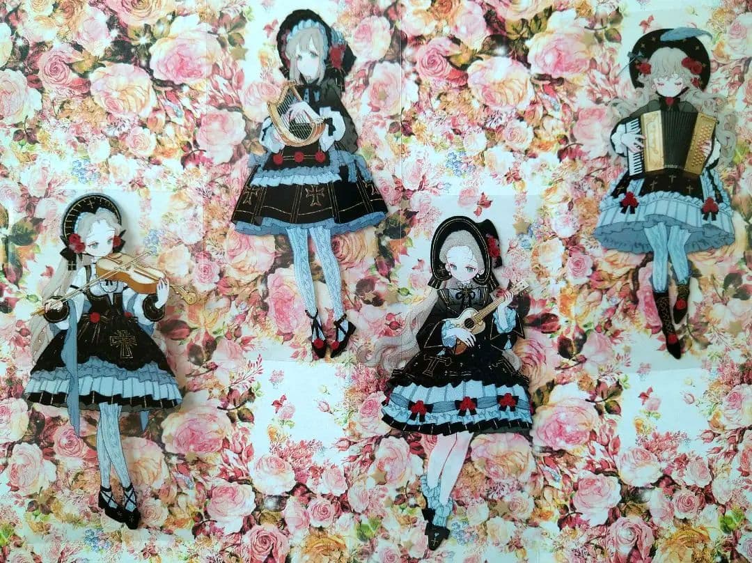 のこり１☆再販☆J32＃月半玫瑰小夜曲(PET)切り売り海外人物マステ女の子