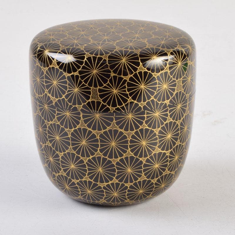 Gojyo　輪島塗　前志芸男作　沈金菊文様　棗　共布共箱　V　9152