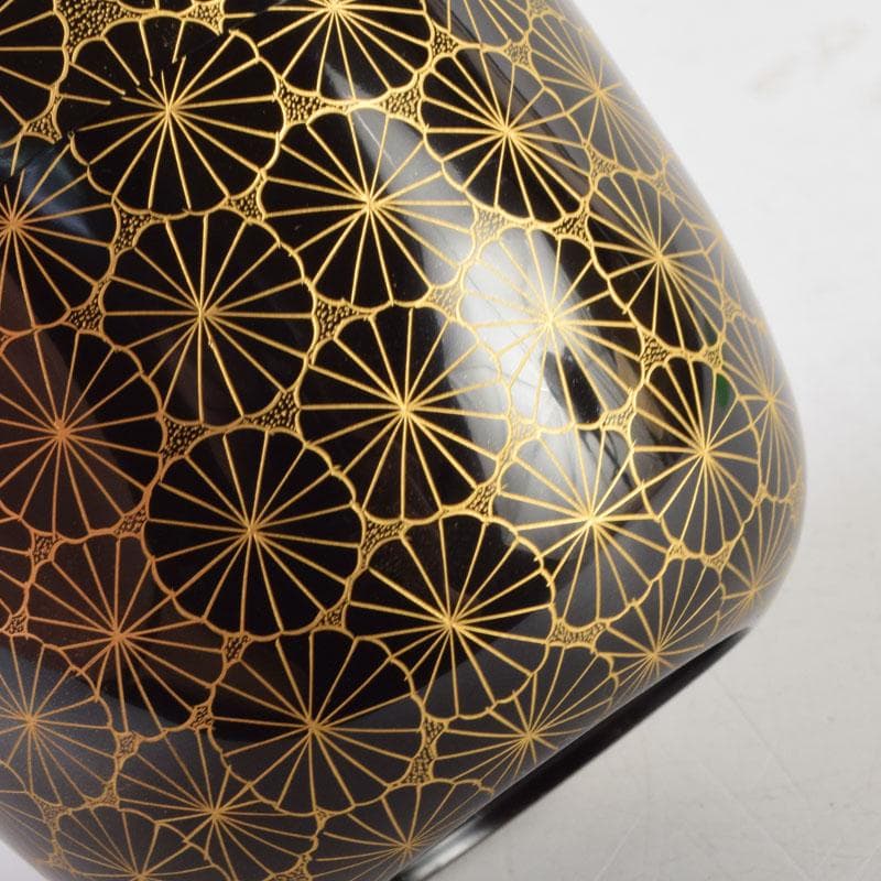 Gojyo　輪島塗　前志芸男作　沈金菊文様　棗　共布共箱　V　9152