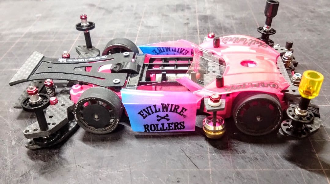 ミニ四駆　完成品　ライキリ　MSシャーシ　ピンク