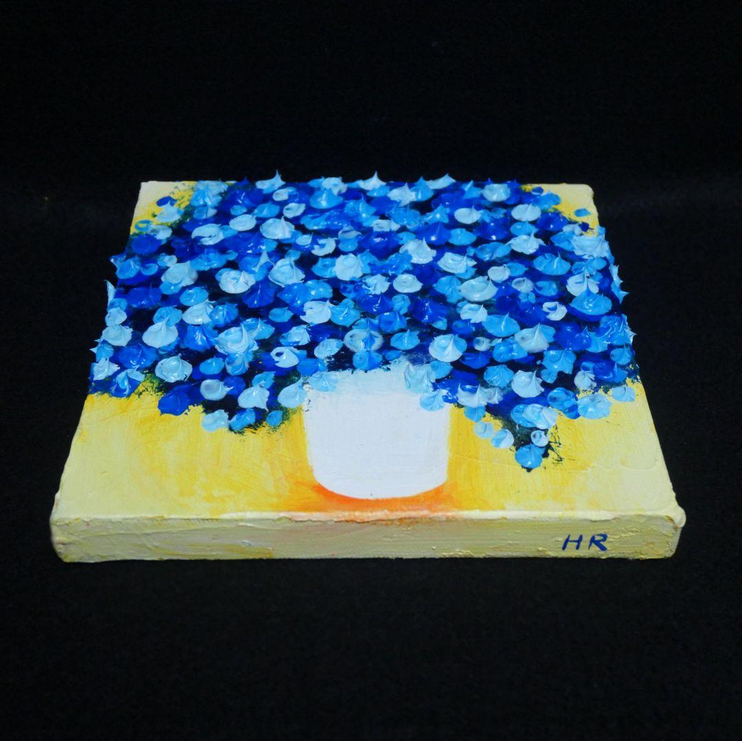 油絵 油彩 油彩画 絵画 アートパネル【青いかすみ草】