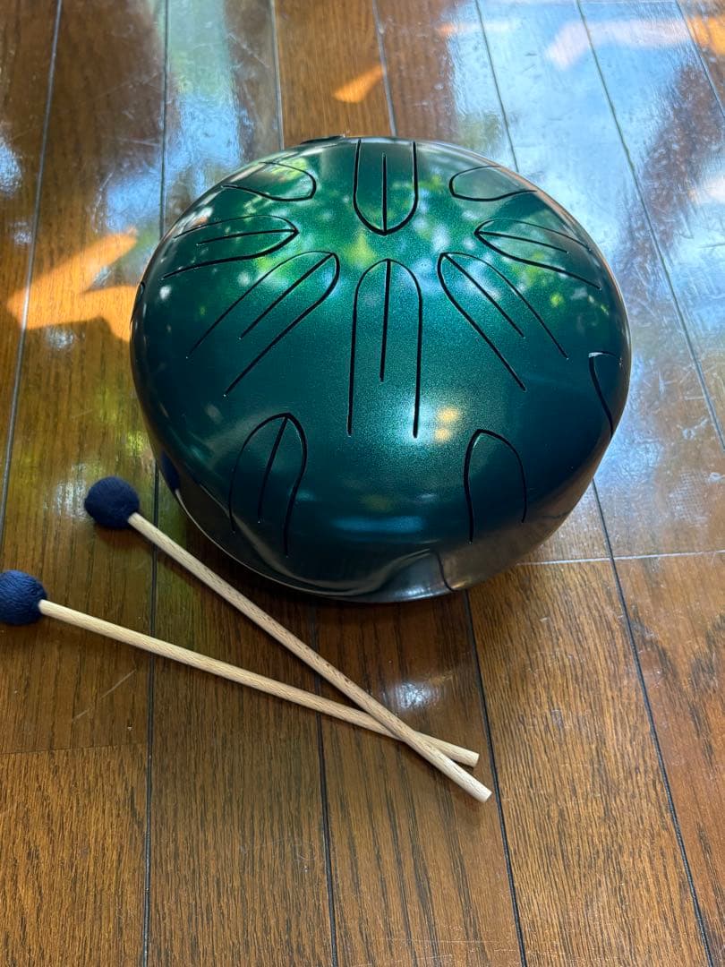 さざなみドラム(小型) グリーン　A=440Hz マレット、ケース付き