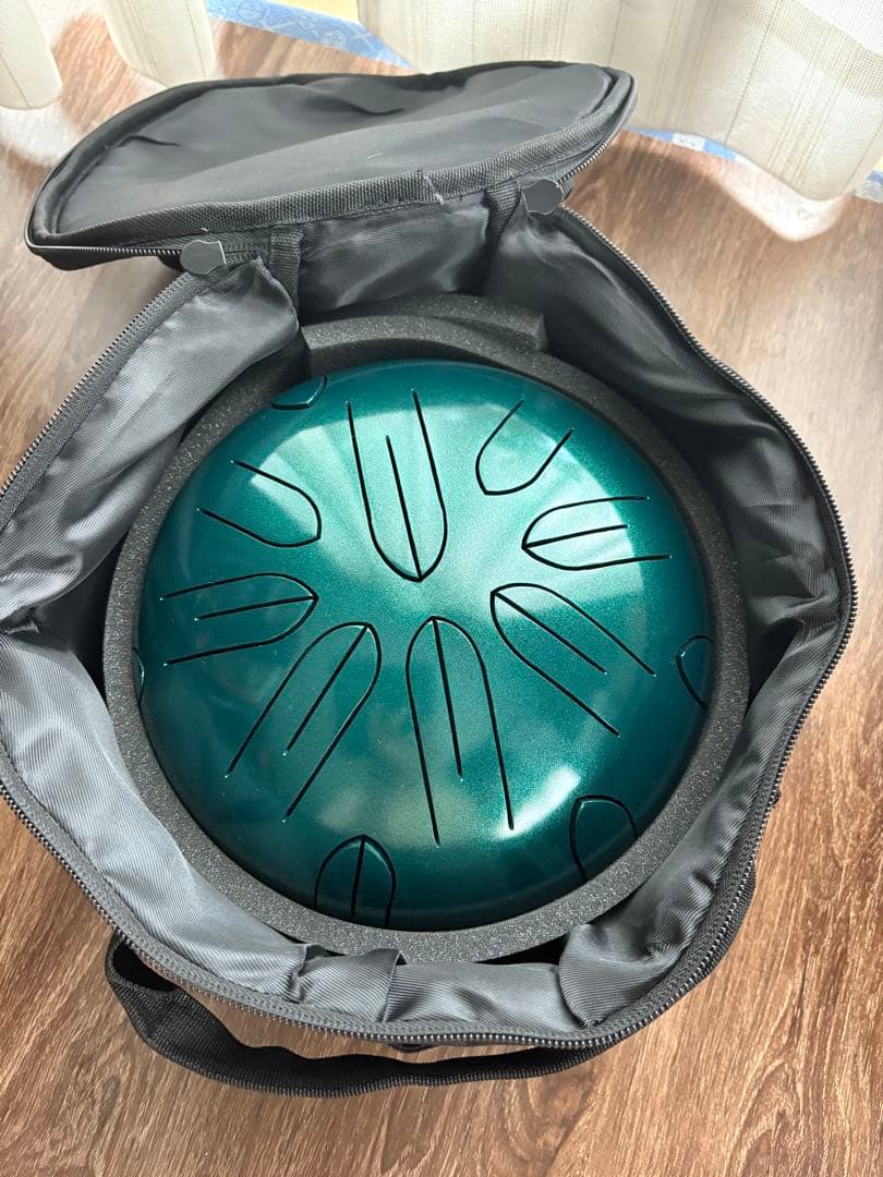 さざなみドラム(小型) グリーン　A=440Hz マレット、ケース付き