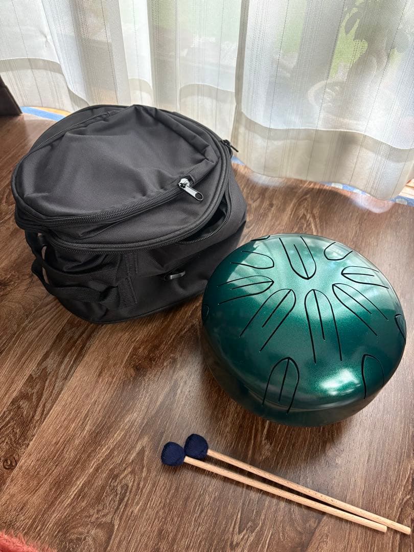 さざなみドラム(小型) グリーン　A=440Hz マレット、ケース付き