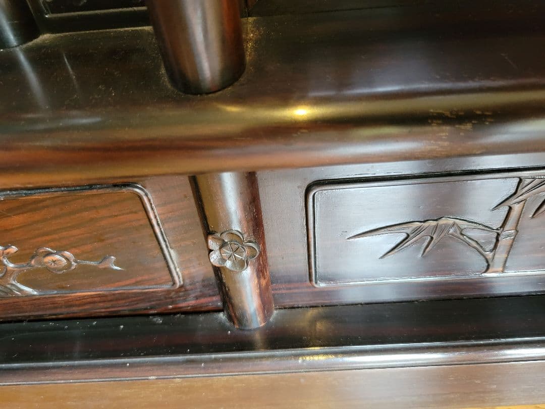 アジアンスタイル 木製棚 引き戸&観音扉付き