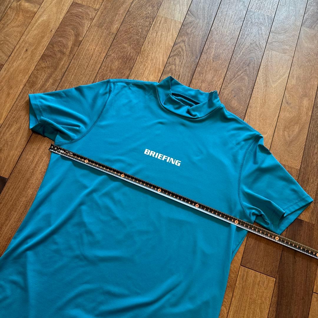 BRIEFING モックネック 半袖Tシャツ ブルー　L