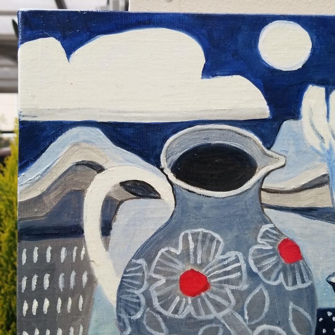 油絵　専用　月を見ながらのティータイム