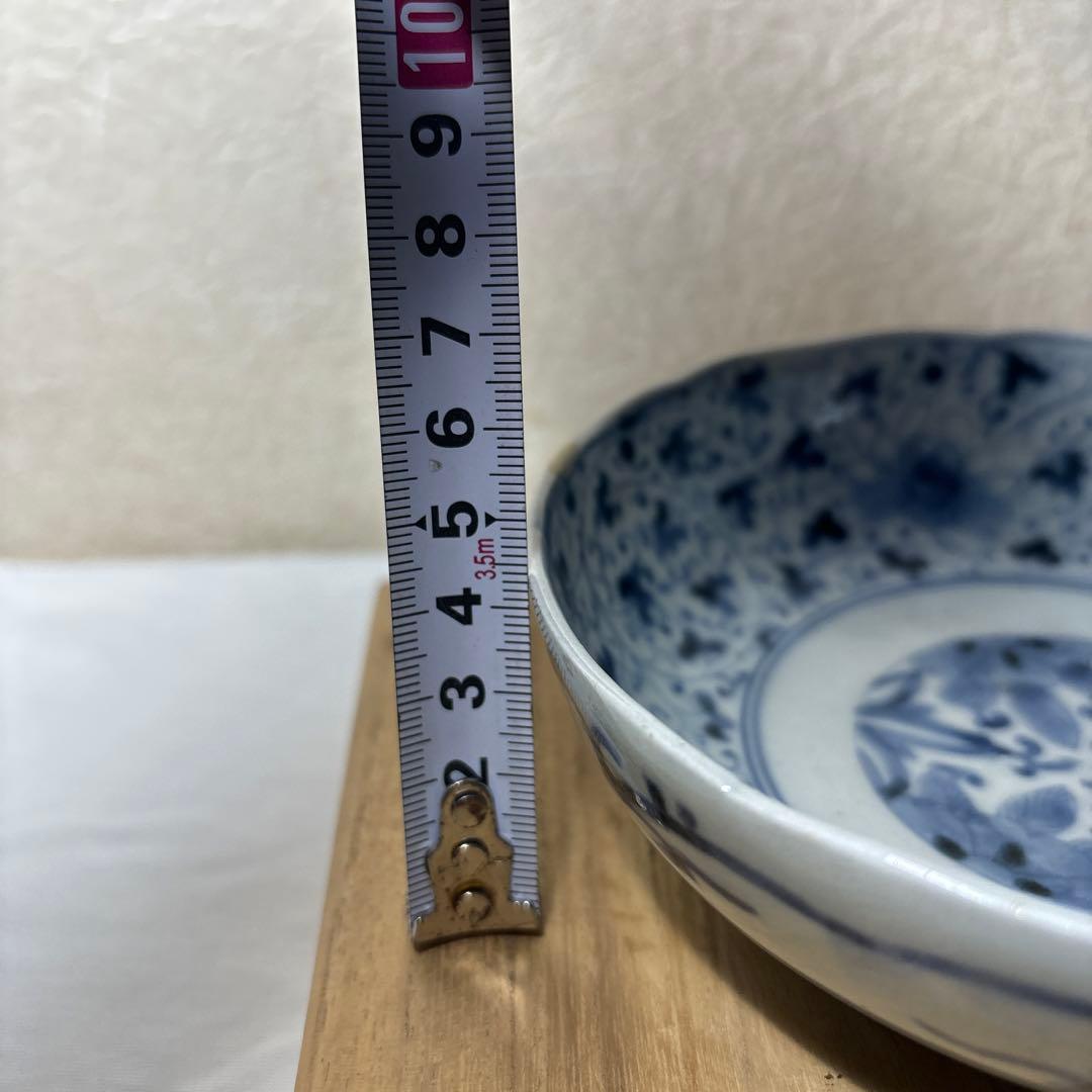 古伊万里 富貴長春 銘 染付け 江戸期 花唐草 钵