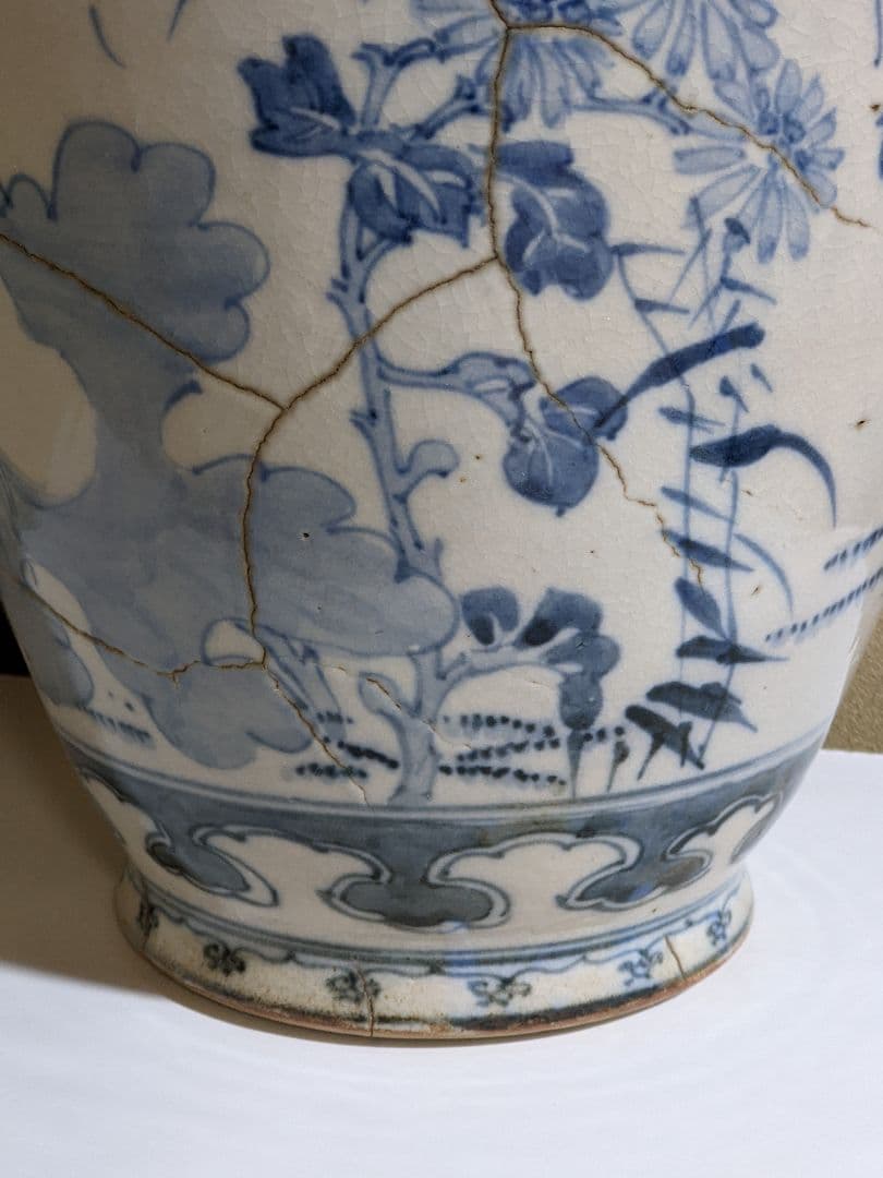 ⭐枯淡！江戸時代 染付花鳥紋様壺 瓶 古美術品 コレクション骨董品アンティーク