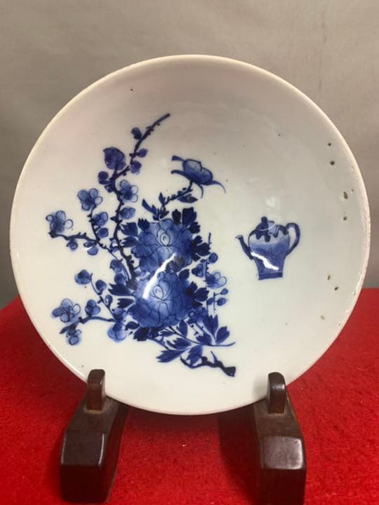 中国古美術　清朝染付け茶碗　茶道具　染付け　西き-6