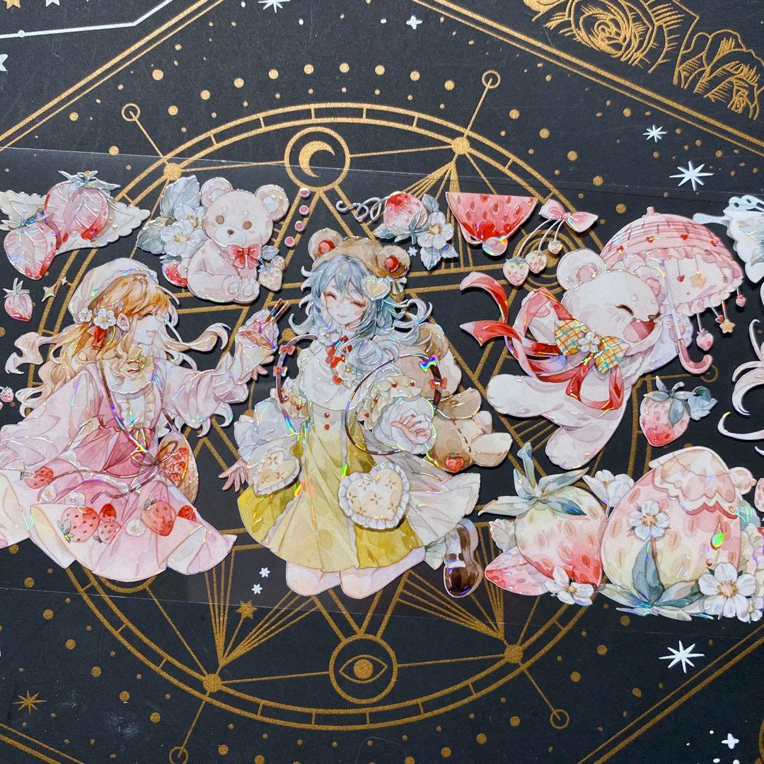 【9193】海外　中古巻　貝殻光マスキングテープ　人物系　熊　女の子　かわいい