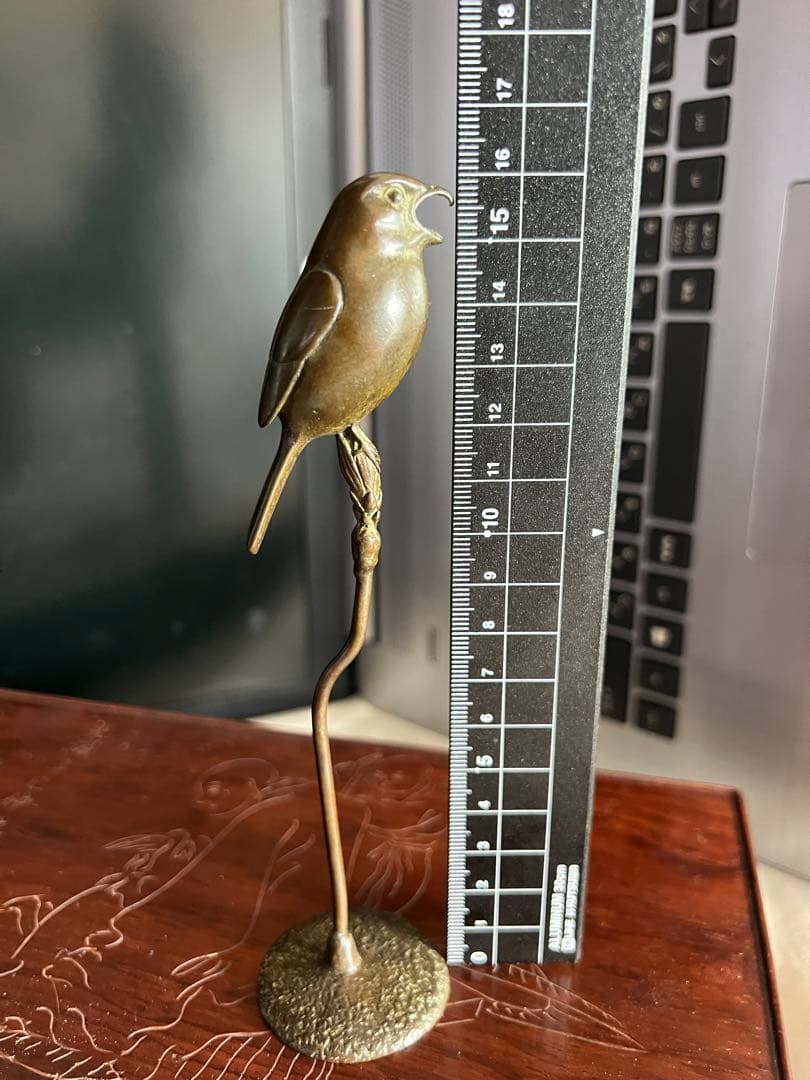 銅鳥置物 H-16cm