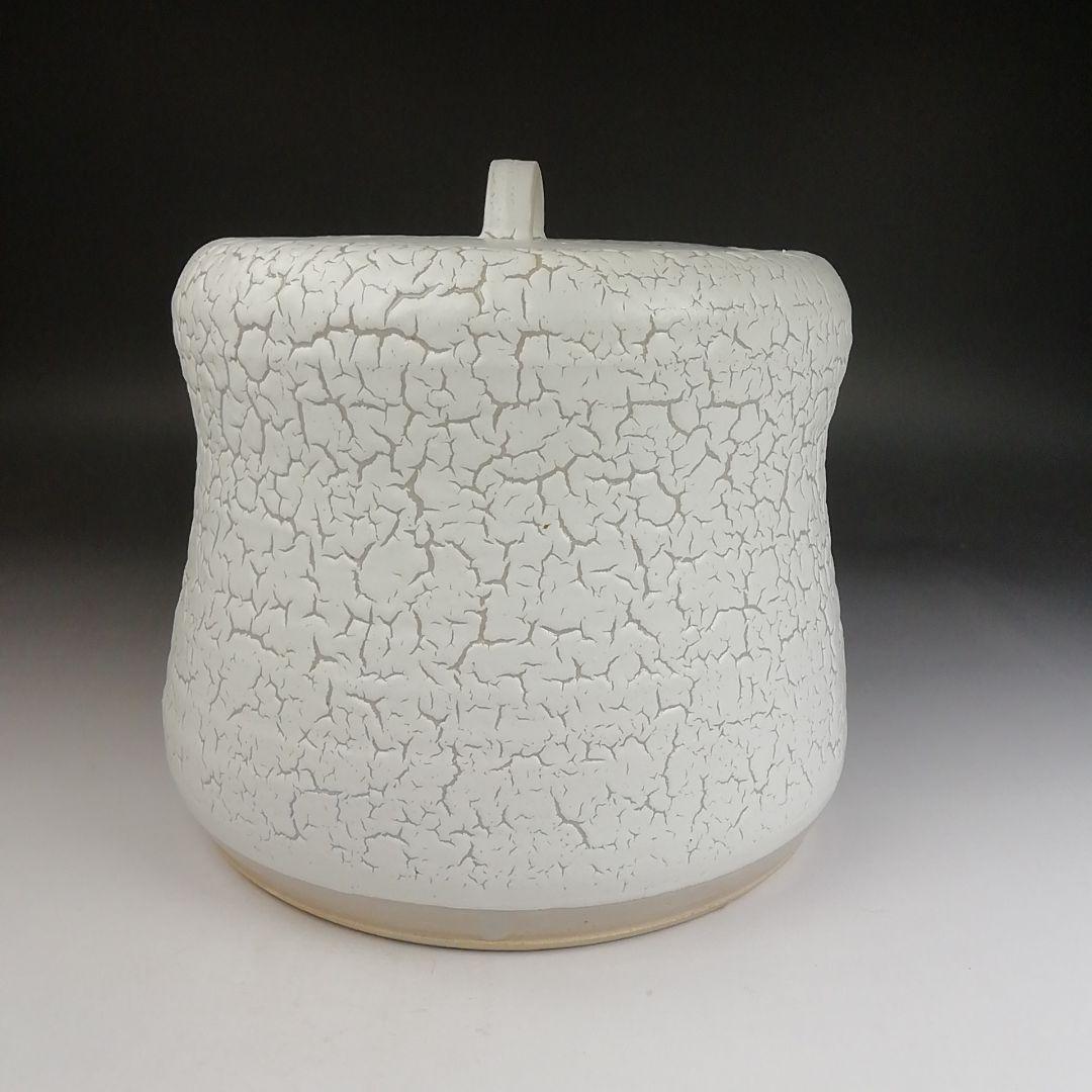 Ｔ８１８　水指　『罅釉』『東原窯　羽柴良一 作』　共箱　茶道具