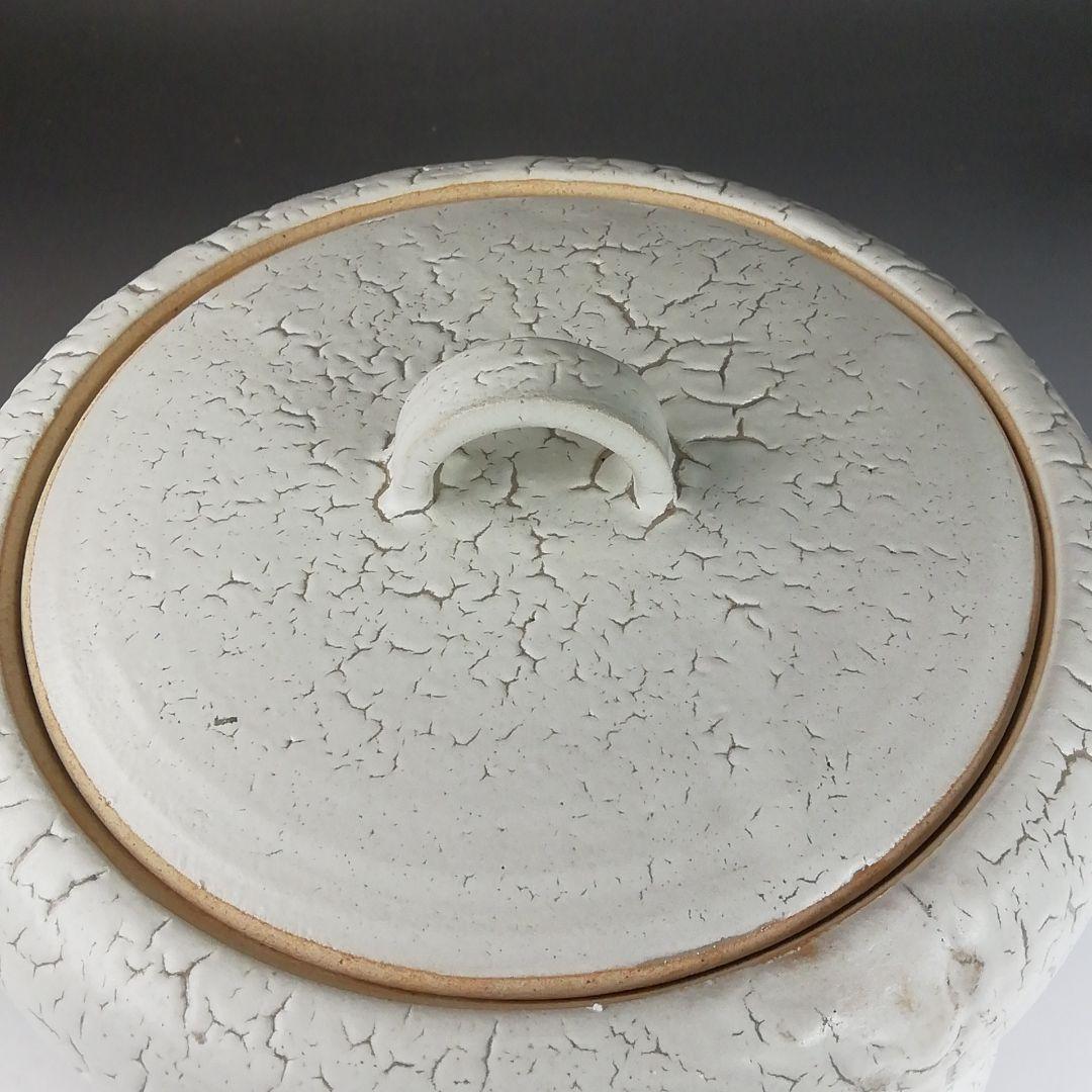 Ｔ８１８　水指　『罅釉』『東原窯　羽柴良一 作』　共箱　茶道具