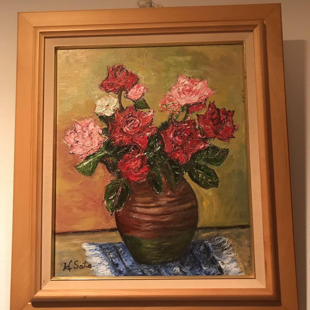 ☆大迫力‼︎圧巻‼︎ 絵画 油絵 花瓶油絵 ☆ 風水運気アップ‼︎ 花の油絵♪