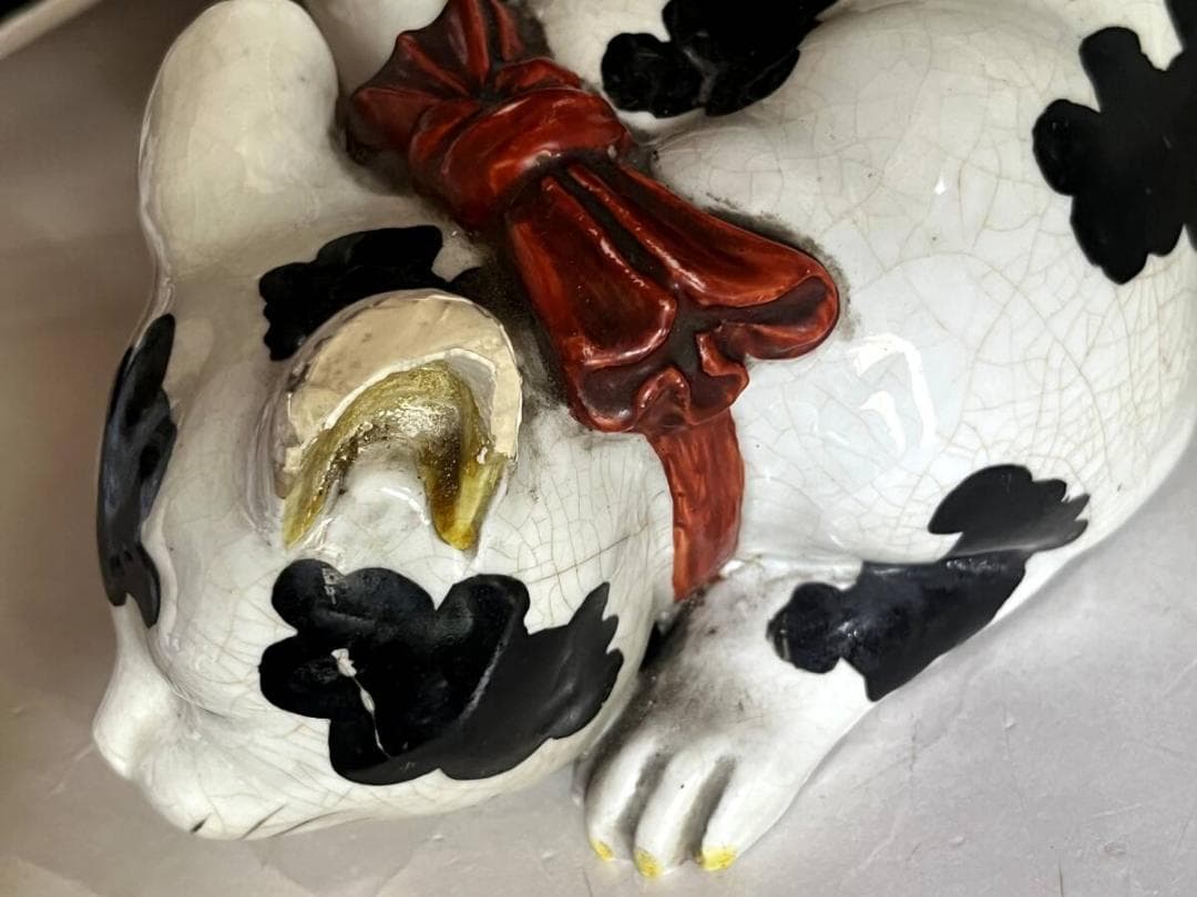 置物■猫 とても可愛らしい眠り猫 オブジェ 古民具 招き猫 江戸後期 時代骨董