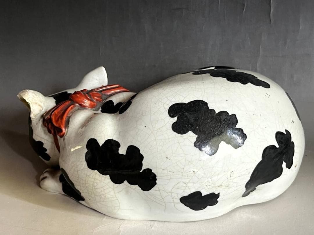 置物■猫 とても可愛らしい眠り猫 オブジェ 古民具 招き猫 江戸後期 時代骨董