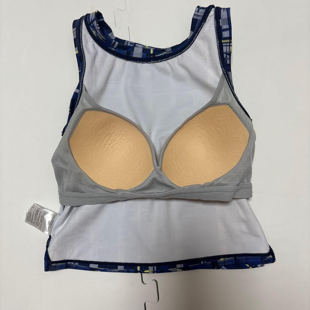 ネイビー チェック柄 ヨガウェアセット