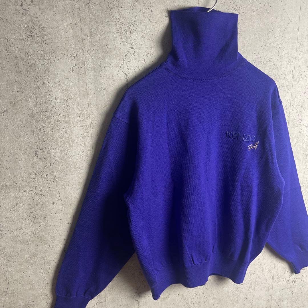 ケンゾー KENZO GOLF タートルネック セーター ニット ウール 刺繍