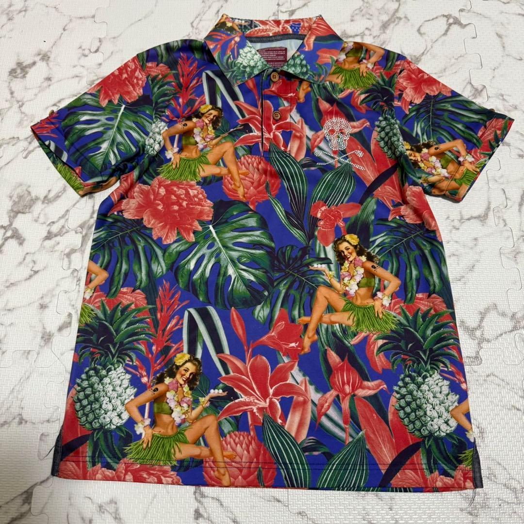 希少 マークアンドロナ アロハ ポロシャツ ハワイアン フラガール 日本製