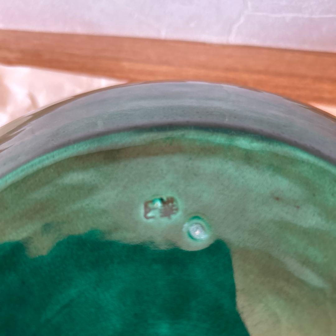 加賀瑞山　青釉立田川　平水指　茶道具