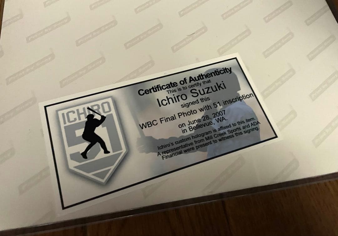 第1回 2006年WBC イチロー 直筆サイン 写真 ミルクリーク社証明書