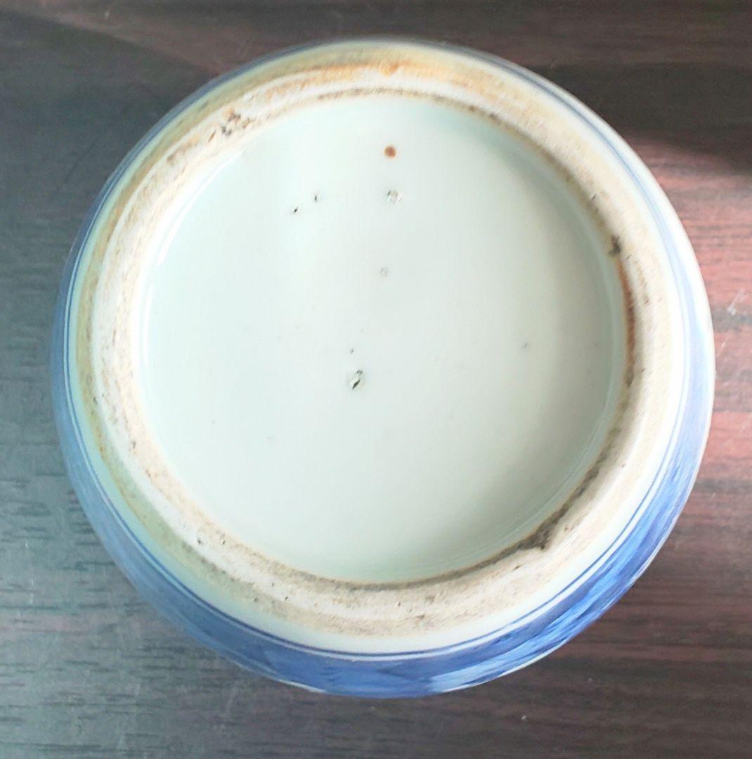 中国美術 明時代 白磁染付花鳥文様 壺型 陶磁器 茶壷