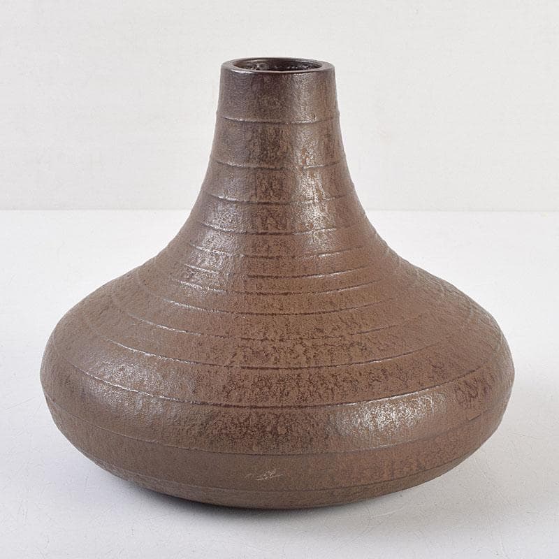 南部鉄器　御釜師　鈴木盛久作　波紋花器　重さ約1015g　共箱　M　R9373