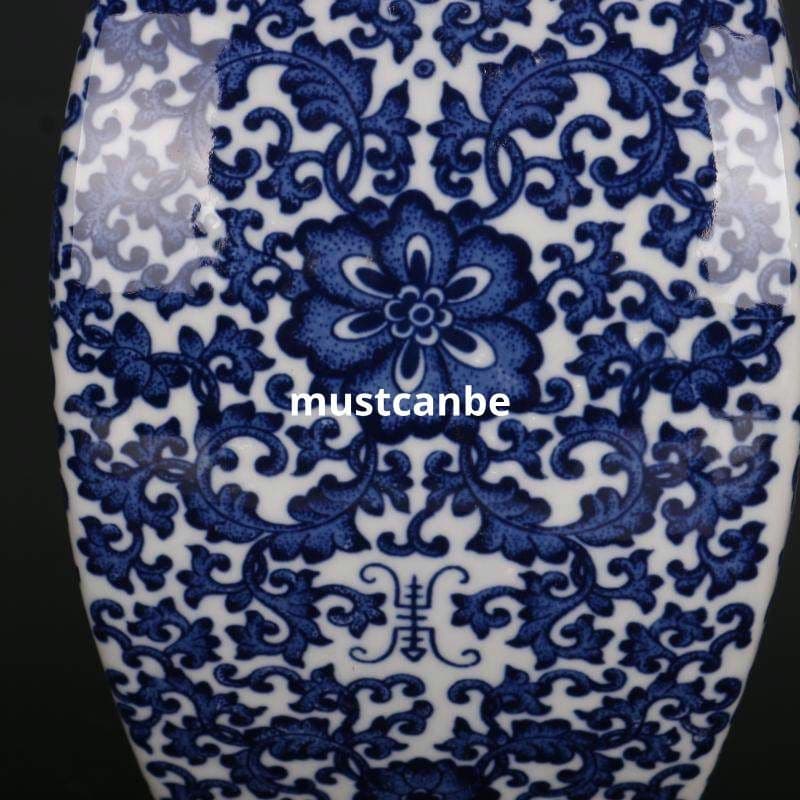 清乾隆青花人物紋四方象嵌器瓶 景徳鎮 陶磁器 装飾品 現代工芸品 美術品 置物