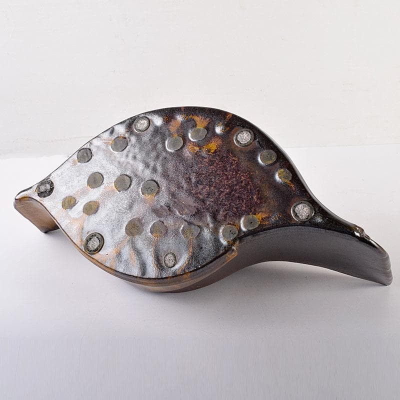 瀬戸焼　今野登志夫作　古瀬戸花器　共箱　V　7170C