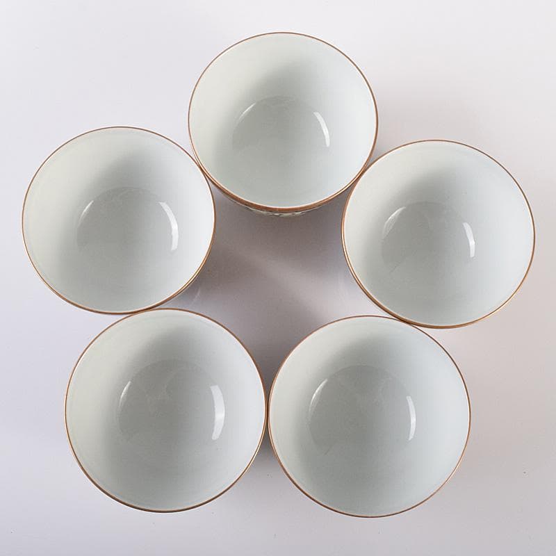 ぶりぶり煎茶道具　九谷焼　長寿造　色絵金彩　百花文　茶器揃　K　R8034