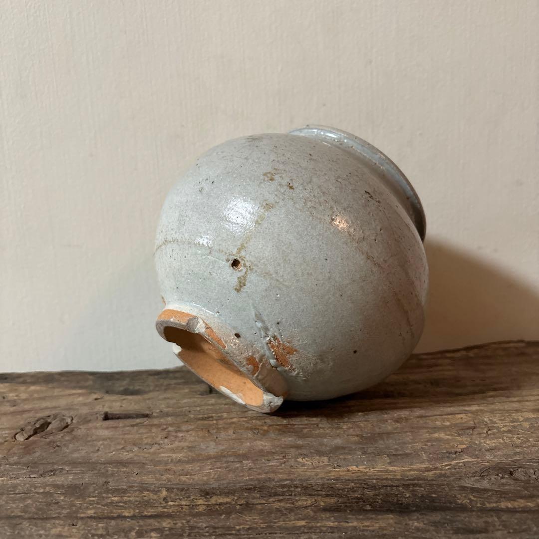 李朝壷　白磁　堅手　丸壷　塩笥壺　骨董　韓国オンギ　骨董品.アンティーク.古民芸