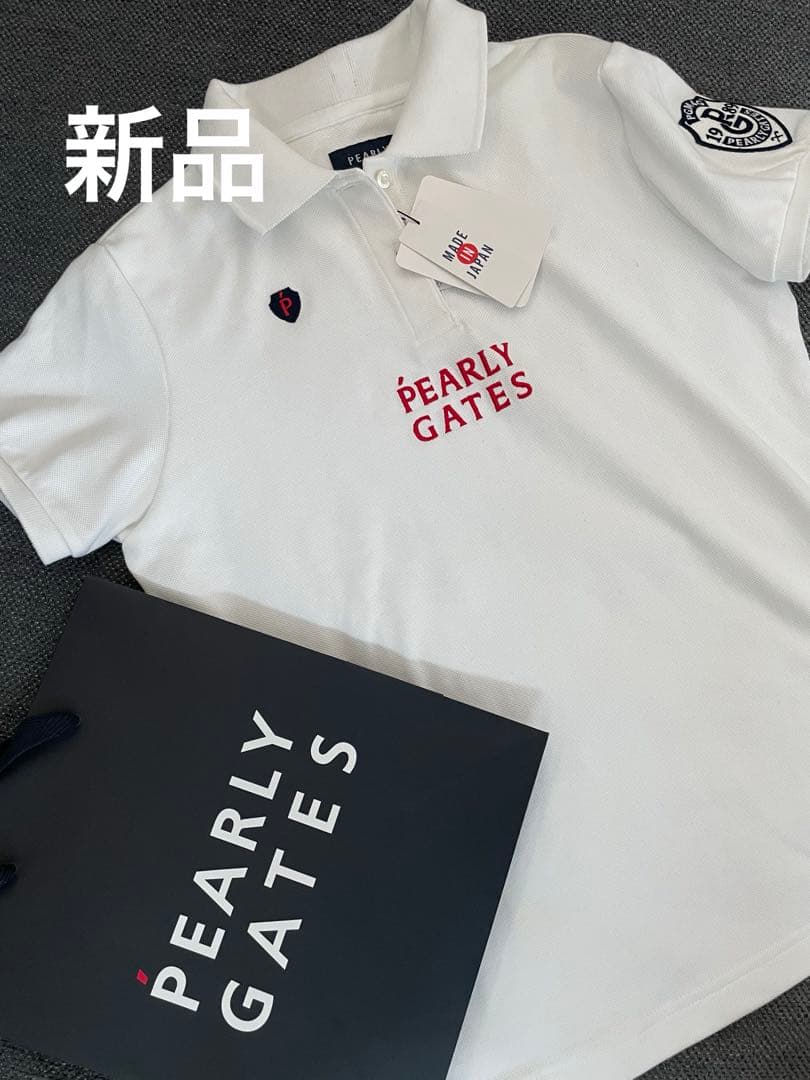 新品　PEARLY GATES ポロシャツ ホワイト　パーリーゲイツ　タグ付き