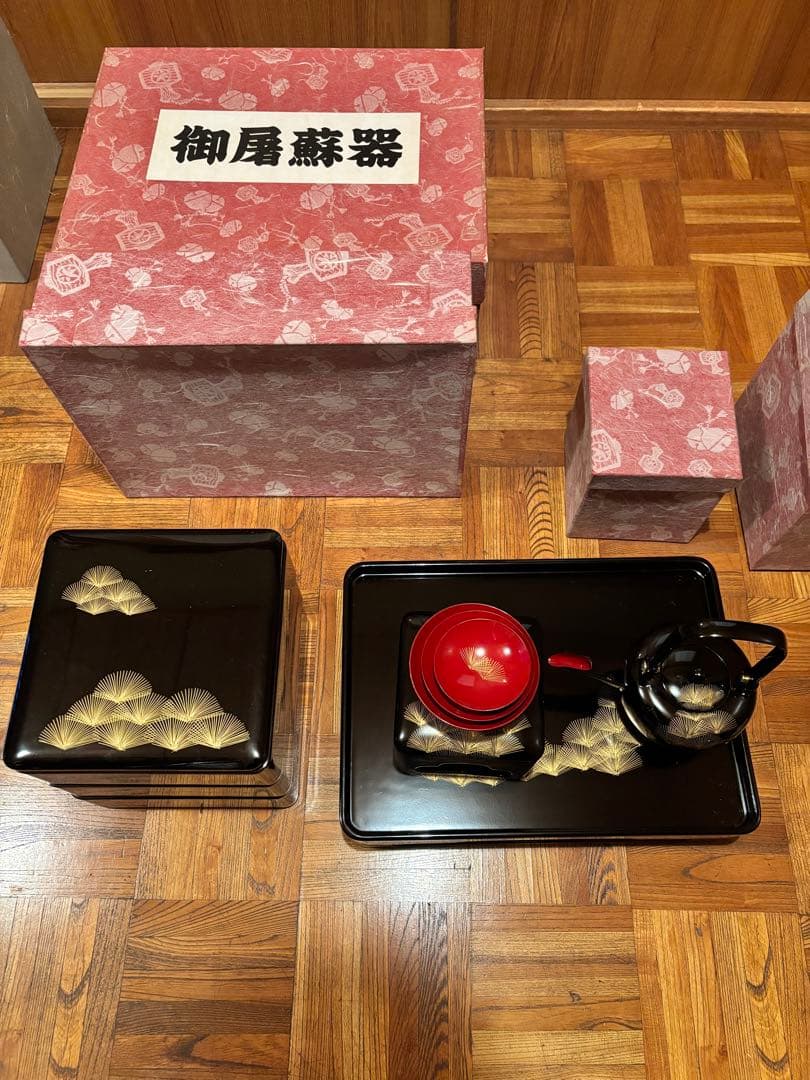 T*o様 会津塗り　漆塗り重箱・茶器セット