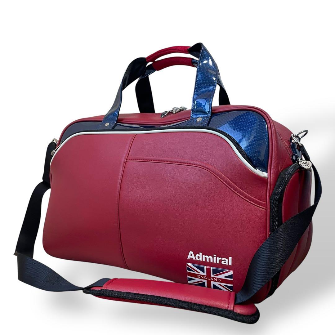 Admiral ゴルフボストンバッグ 赤×紺 シューズ収納付