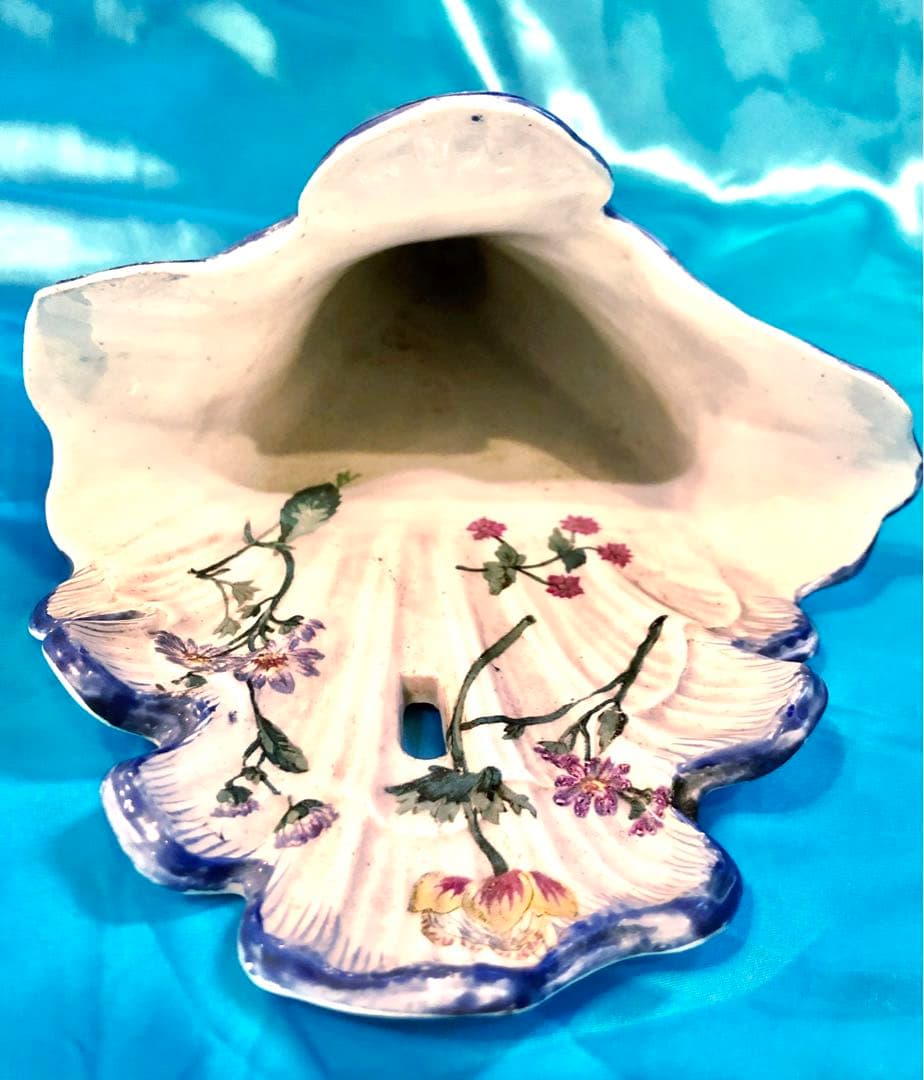 マイセン アンティーク☆ウォールフラワーベース♪大型35cm☆流水波形花々★希少