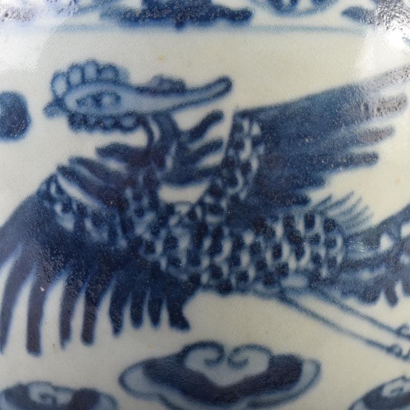 中国　青花　花卉雲龍鳳凰文　梅瓶　V　6953