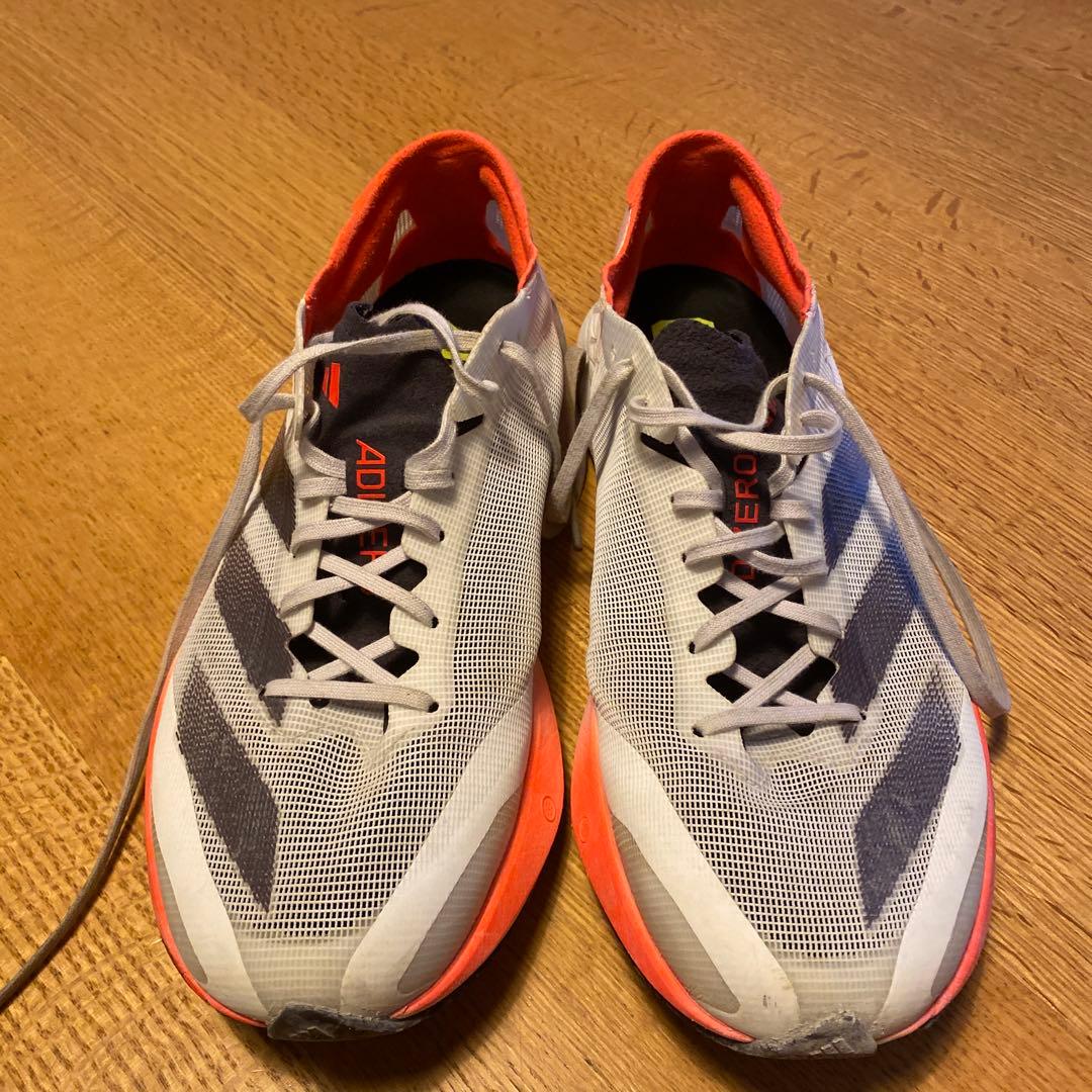 ADIDAS ADIZERO スパイクシューズ ホワイト/オレンジ