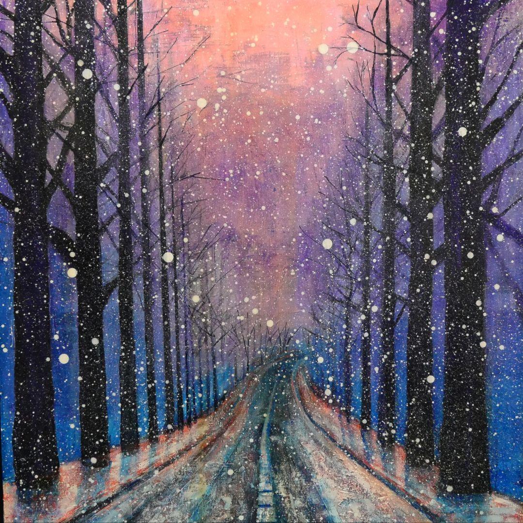 油絵 油彩 油彩画 絵 絵画 【雪降る幻想】