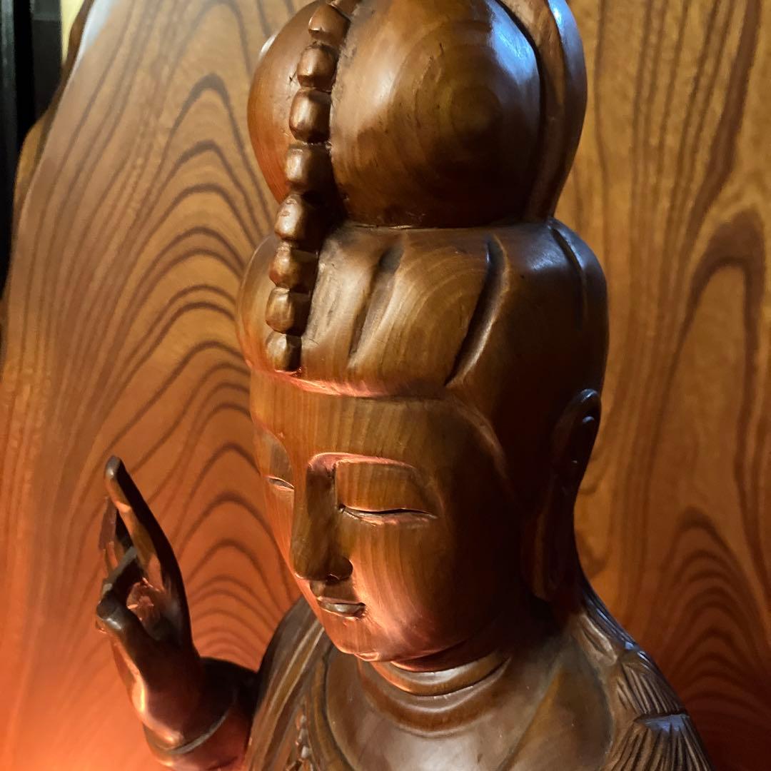 魚藍観音菩薩像 木彫 木製 仏像 仏教 置物