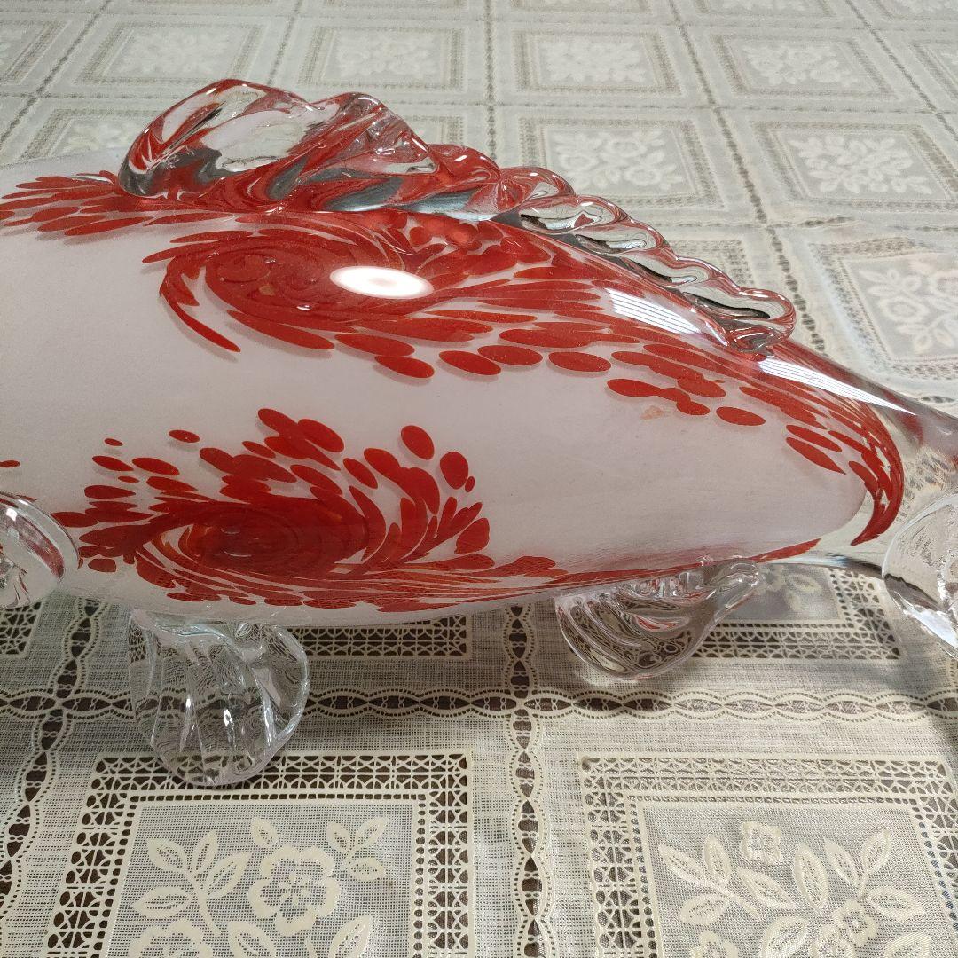 \"未使用\"　小樽北一硝子製『錦鯉』紅白